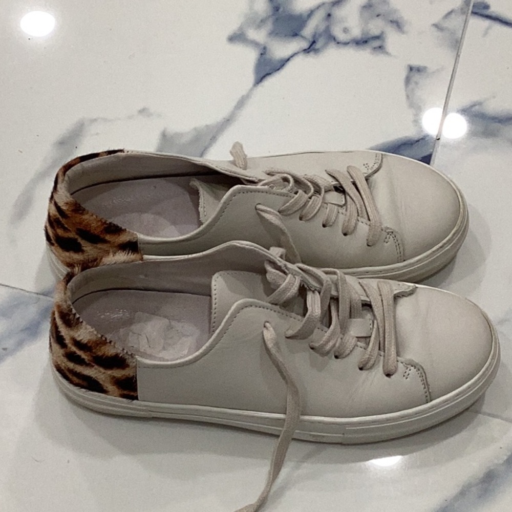 Leopard Accent White Sneakers